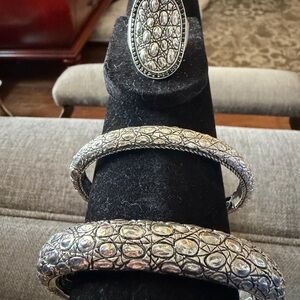3 Pc. John Hardy/JAI Sterling Bracelets and Ring Set.